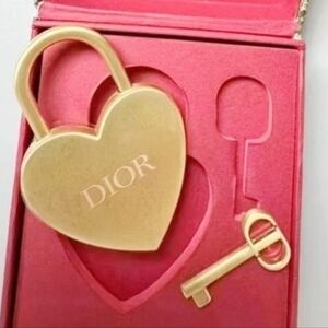 Dior Gold Heart Lock and Key Set